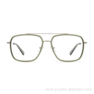 Best Customized Logo Double Bridge Transparent Green Acetate Eye Glasses Frame Optics Eyewear